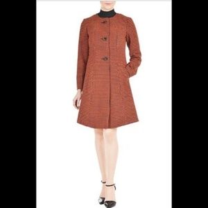 New Eshakti Orange Houndstooth Coat L 12 14